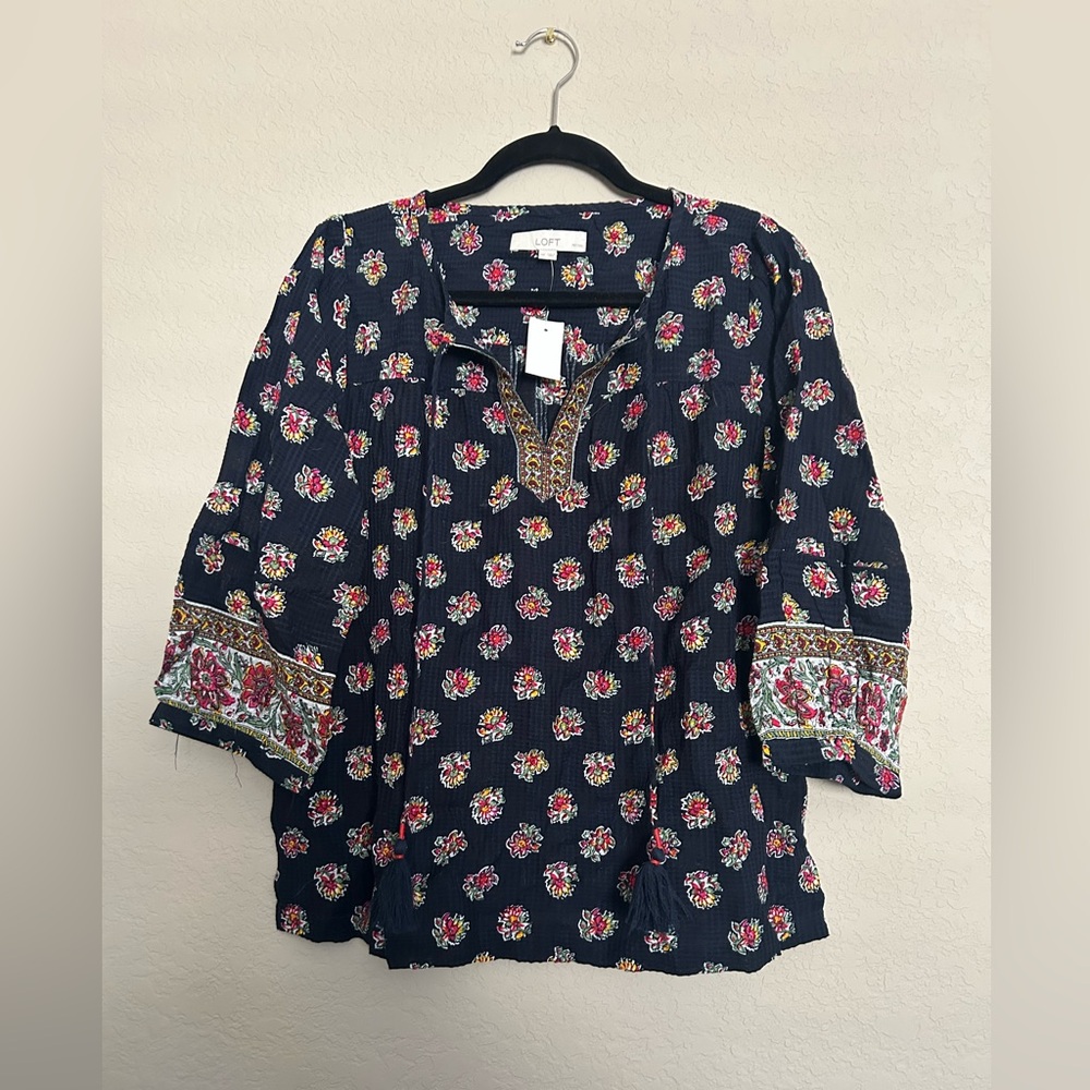 NWT LOFT boho split neck blouse (MP)